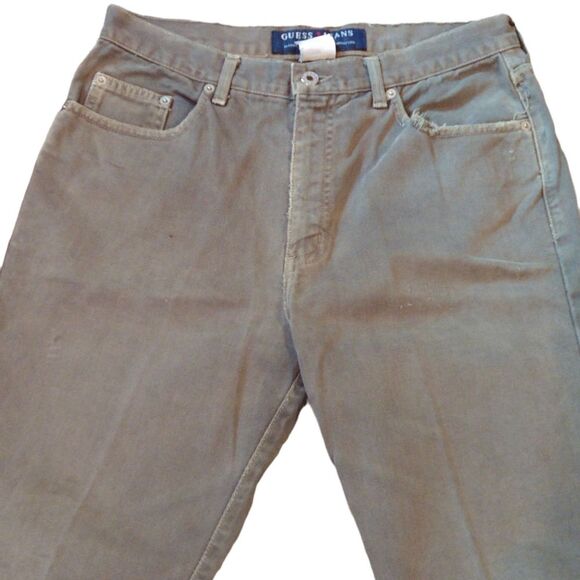 Vintage Guess Triangle Washed Olive Green Classic Fit Straight Leg Waist 32 - Picture 4 of 11